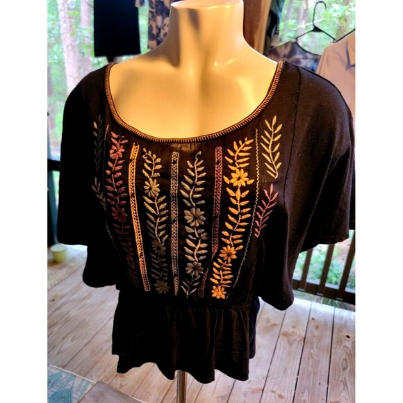 Miss Selfridge' original Womens Empire Waisted Black Top Short Bat Sleeves Sz S - Picture 1 of 16